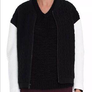 Tibi / bomber knit jacket varsity patchwork cable